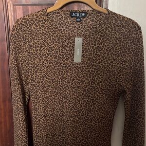 J. Crew sheer Animal Print Crewneck top
